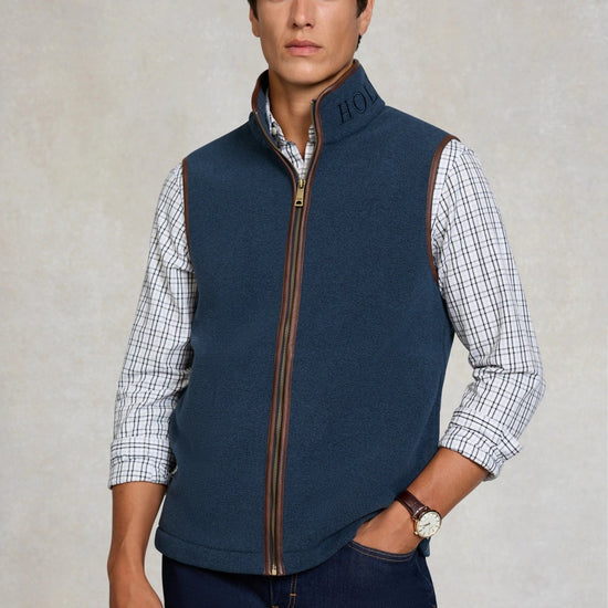 Young Ideas & Henmores - Mens Country Fleece Gilet - Dusty Blue - M