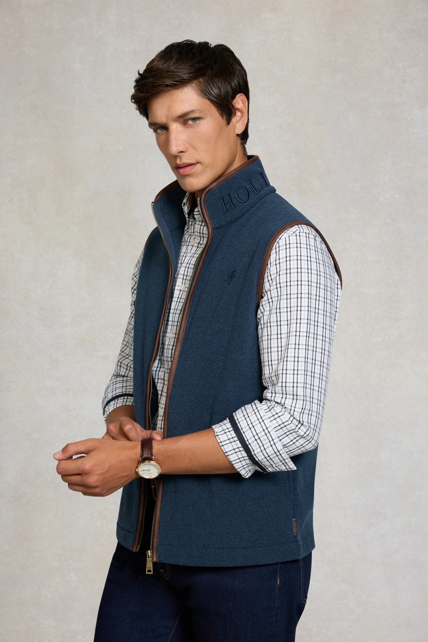Young Ideas & Henmores - Mens Country Fleece Gilet - Dusty Blue - M