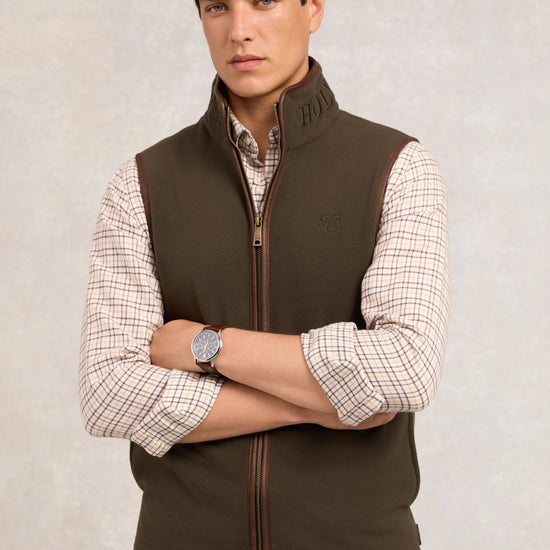 Young Ideas & Henmores - Mens Country Fleece Gilet - Khaki - S