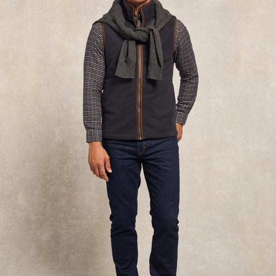 Young Ideas & Henmores - Mens Country Fleece Gilet - Ink Navy - M