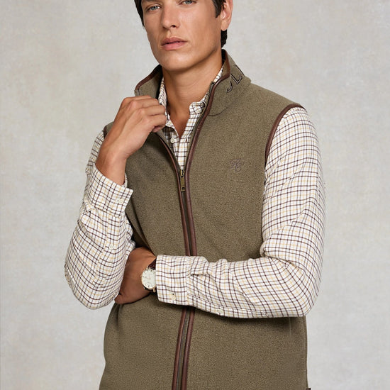 Young Ideas & Henmores - Mens Country Fleece Gilet - Dusty Khaki - M