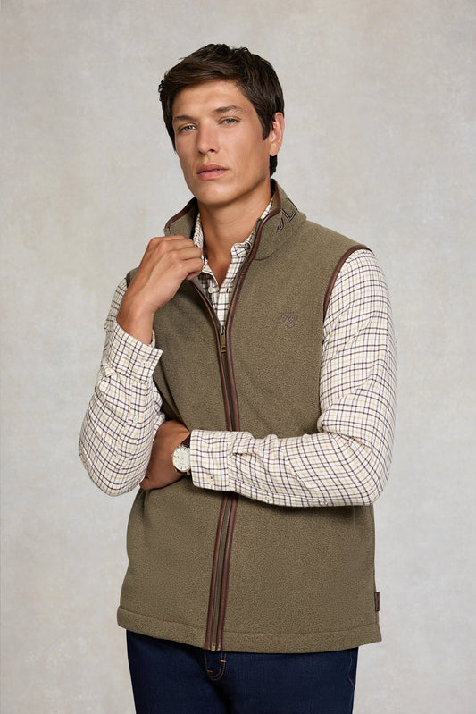 Young Ideas & Henmores - Mens Country Fleece Gilet - Dusty Khaki - M