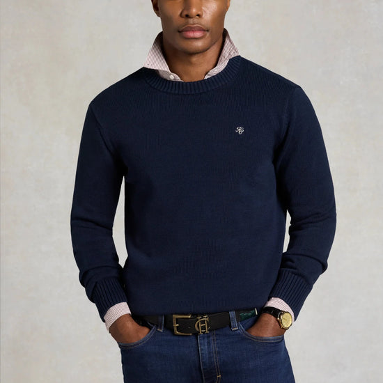 Young Ideas & Henmores -Men's Heritage Crew Neck Knit -Ink Navy -L