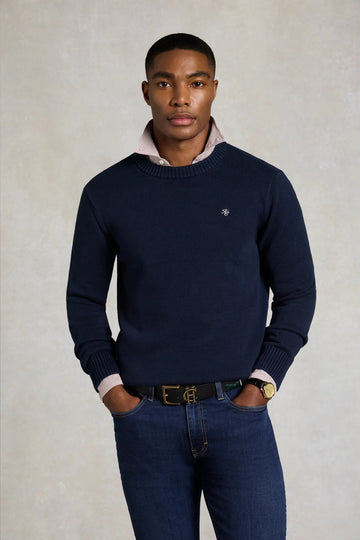Young Ideas & Henmores -Men's Heritage Crew Neck Knit -Ink Navy -L