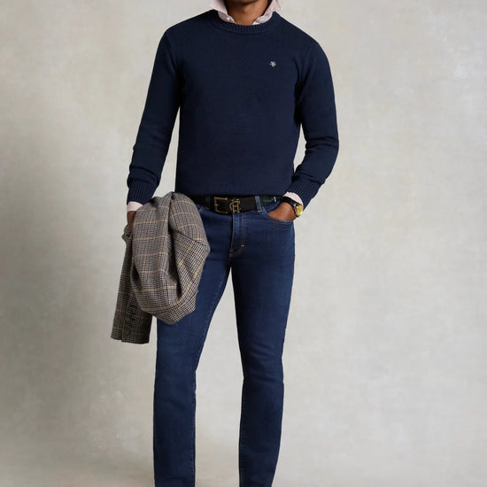 Young Ideas & Henmores -Men's Heritage Crew Neck Knit -Ink Navy -L