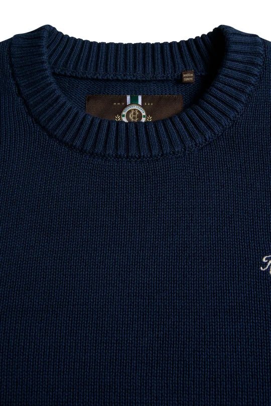 Young Ideas & Henmores -Men's Heritage Crew Neck Knit -Ink Navy -L