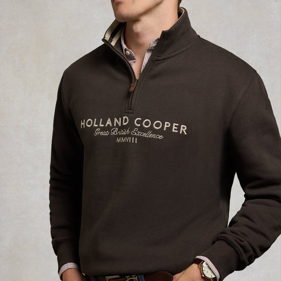 Young Ideas & Henmores -Men's Heritage Quarter Zip Sweat -Bournville -L