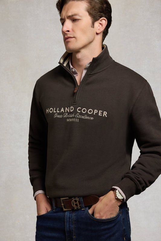 Young Ideas & Henmores -Men's Heritage Quarter Zip Sweat -Bournville -L