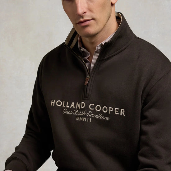 Young Ideas & Henmores -Men's Heritage Quarter Zip Sweat -Bournville -L