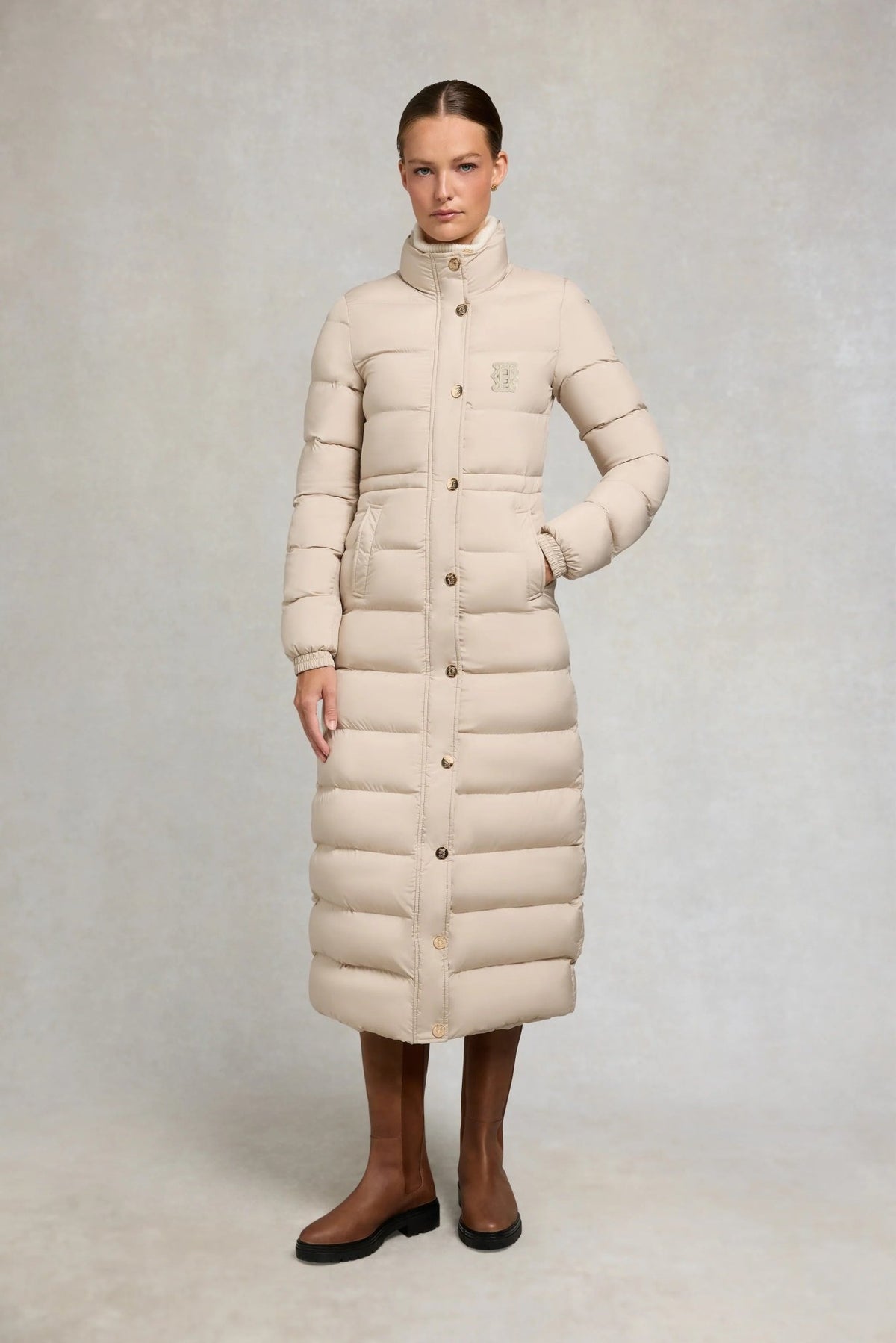 Young Ideas & Henmores -Milton Longline Coat -Putty -L