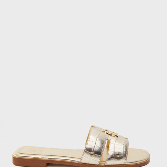 Young Ideas/Henmores - Monogram Slides - Gold Croc - 8