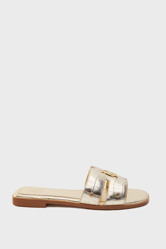 Young Ideas/Henmores - Monogram Slides - Gold Croc - 8
