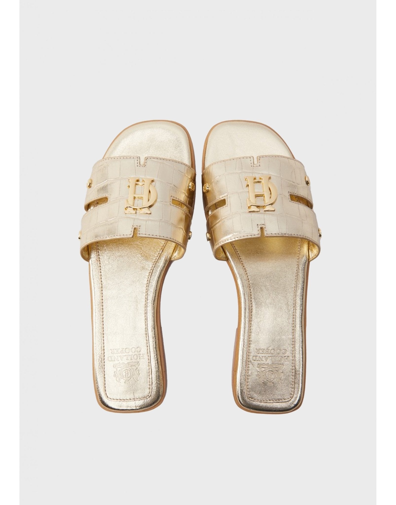 Young Ideas/Henmores - Monogram Slides - Gold Croc - 8