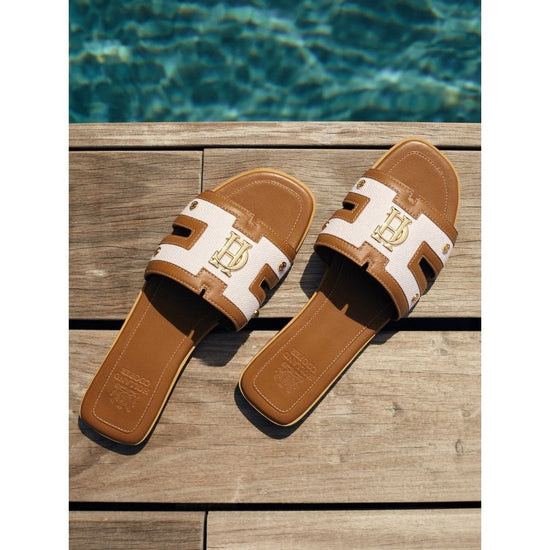 Young Ideas/Henmores - Monogram Slides - Gold Croc - 8