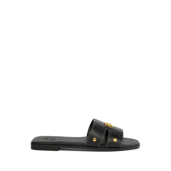 Young Ideas & Henmores - Monogram Slides - Black Leather - 7