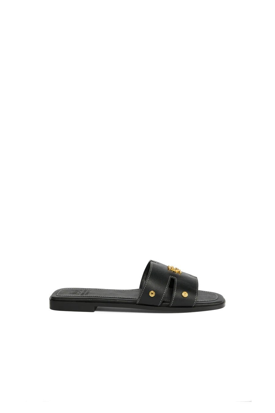 Young Ideas & Henmores - Monogram Slides - Black Leather - 7