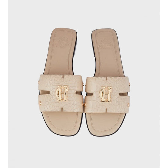 Young Ideas/Henmores - Monogram Slides - Gold Croc - 8