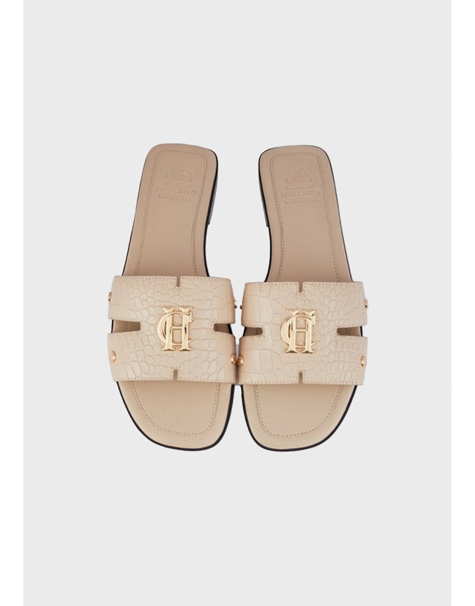 Young Ideas/Henmores - Monogram Slides - Gold Croc - 8