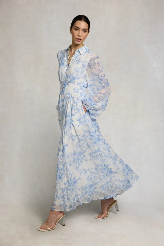 Young Ideas & Henmores - Paros Shirt Dress - English Blue Garden - 8