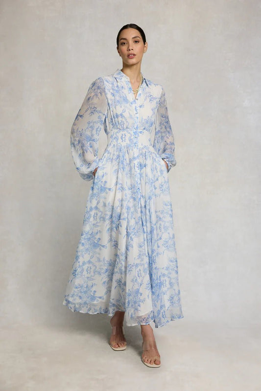 Young Ideas & Henmores - Paros Shirt Dress - English Blue Garden - 8