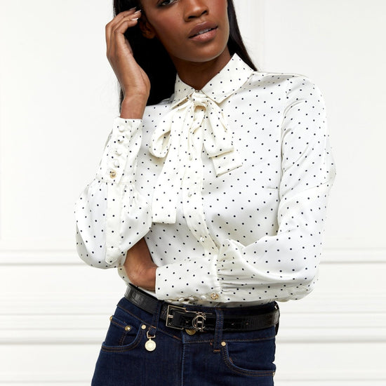 Young Ideas/Henmores - Penny Satin Shirt - Cream Polka Dot - 6