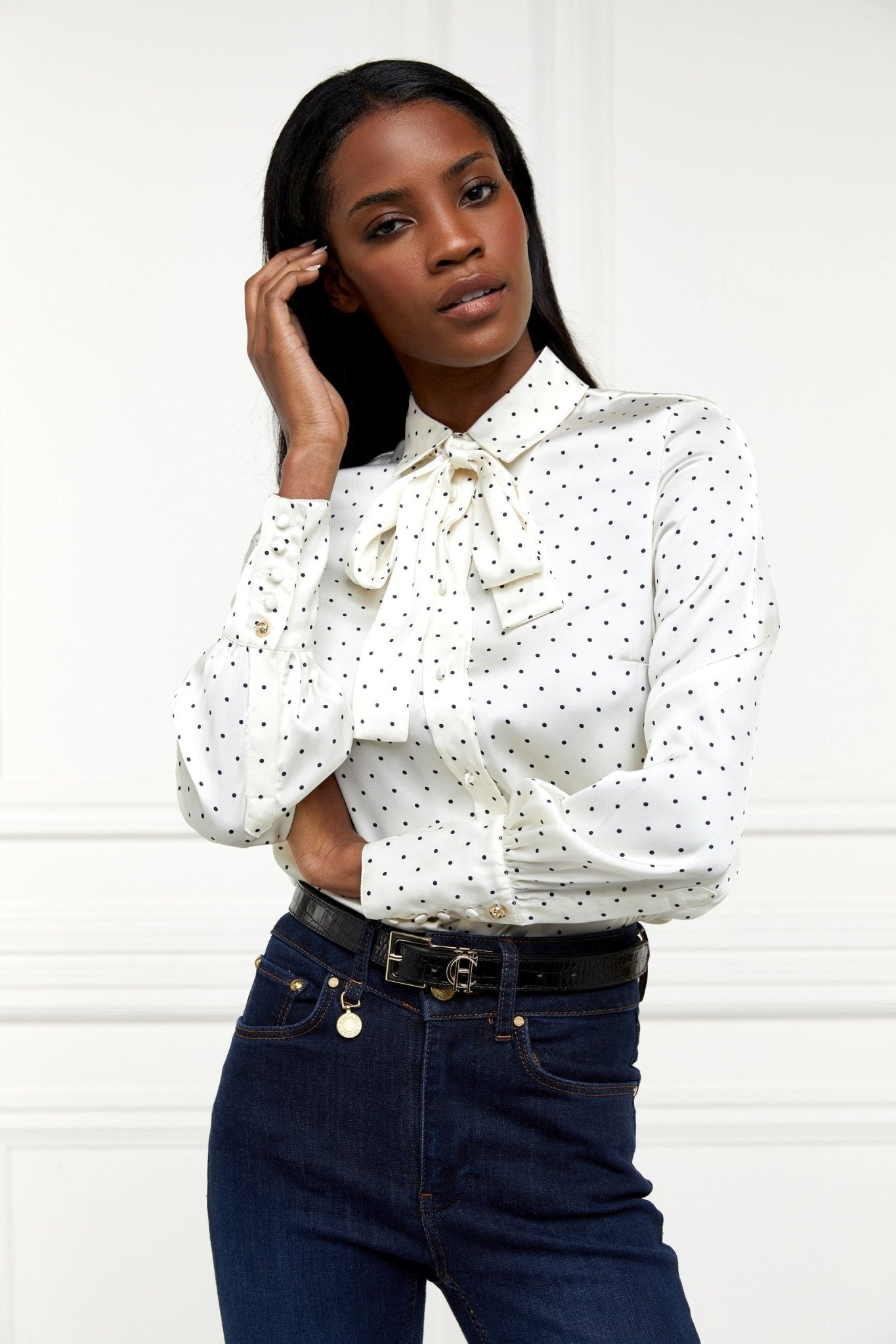 Young Ideas/Henmores - Penny Satin Shirt - Cream Polka Dot - 6