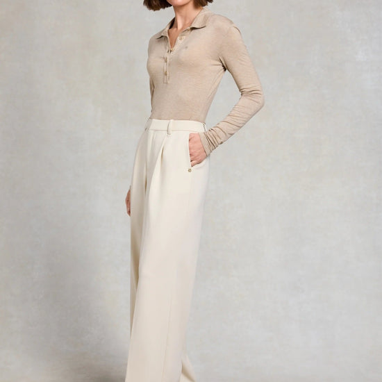 Young Ideas & Henmores -Pleated Wide Leg Trouser -Stone -10R