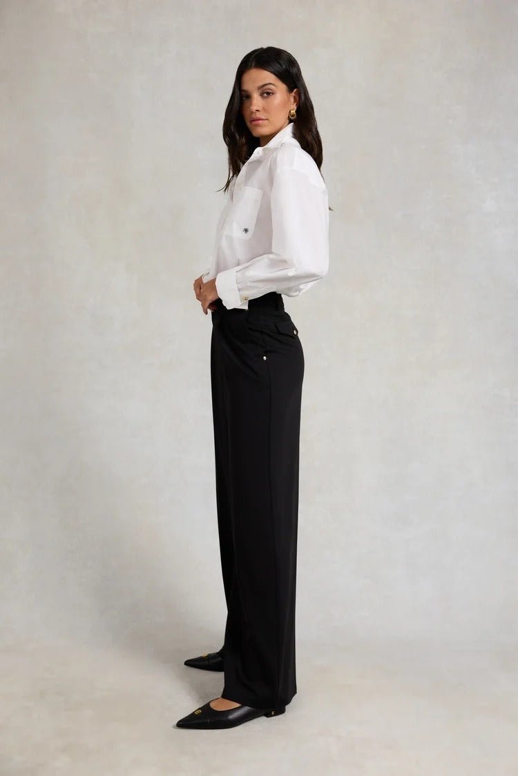 Young Ideas & Henmores -Pleated Wide Leg Trouser -Stone -10R
