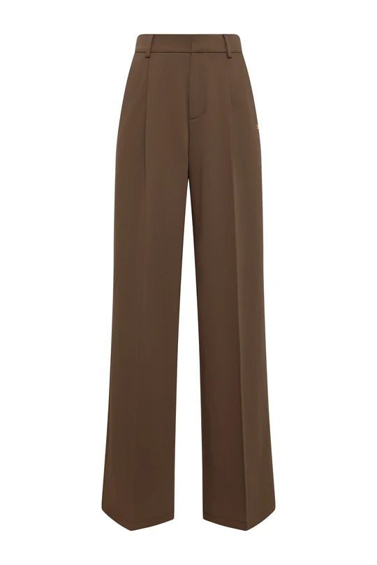 Young Ideas & Henmores -Pleated Wide Leg Trouser -Mocha -10R