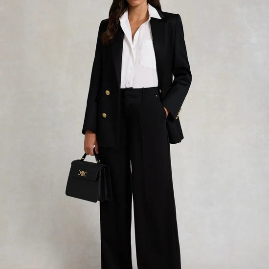 Young Ideas & Henmores -Pleated Wide Leg Trouser -Black -10R