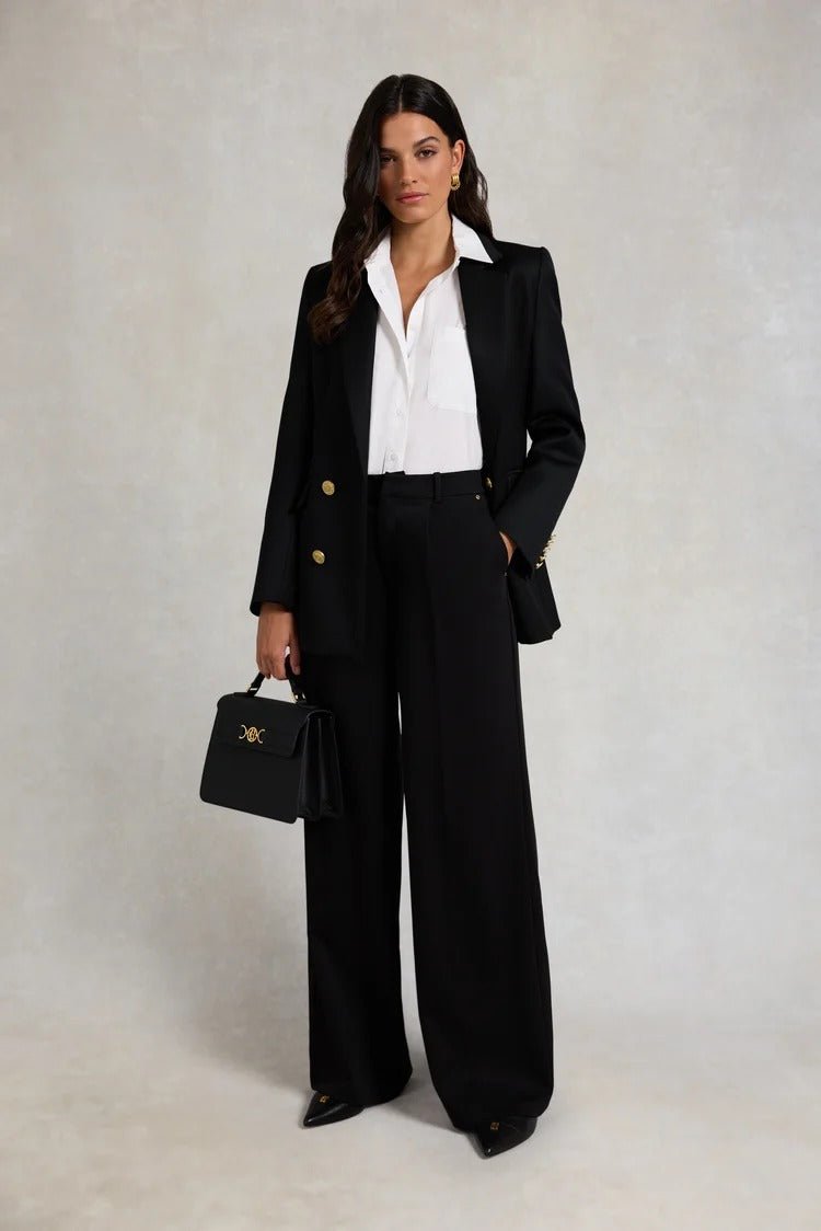 Young Ideas & Henmores -Pleated Wide Leg Trouser -Black -10R