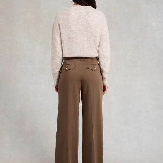 Young Ideas & Henmores -Pleated Wide Leg Trouser -Stone -10R