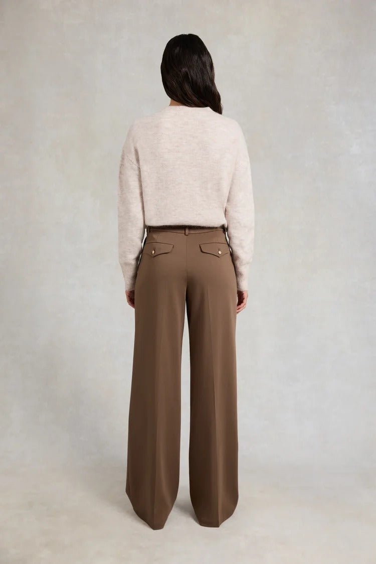 Young Ideas & Henmores -Pleated Wide Leg Trouser -Stone -10R