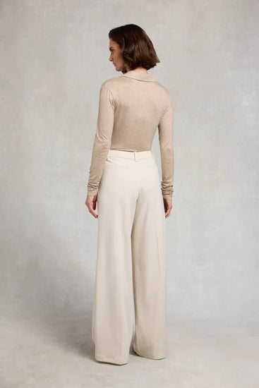 Young Ideas & Henmores -Pleated Wide Leg Trouser -Stone -10R