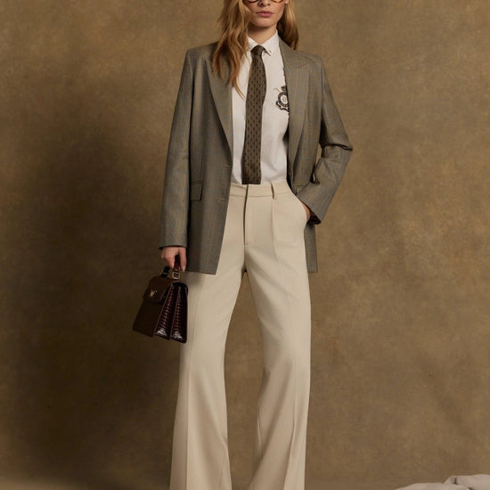 Young Ideas & Henmores -Pleated Wide Leg Trouser -Stone -10R
