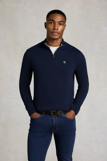 Young Ideas & Henmores - Quarter Zip Knit - Ink Navy - M