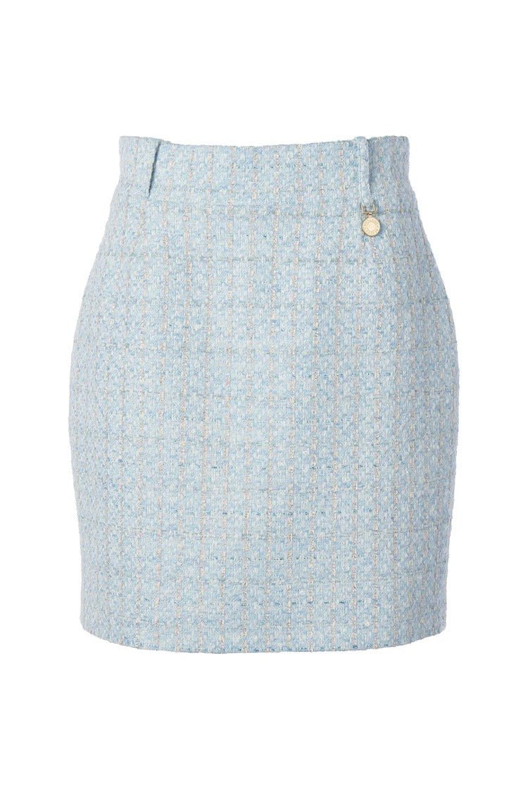 Young Ideas & Henmores - Regency Skirt - Sky Blue Boucle - 14
