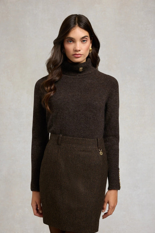 Young Ideas & Henmores -Regency Skirt -Chocolate Herringbone -14