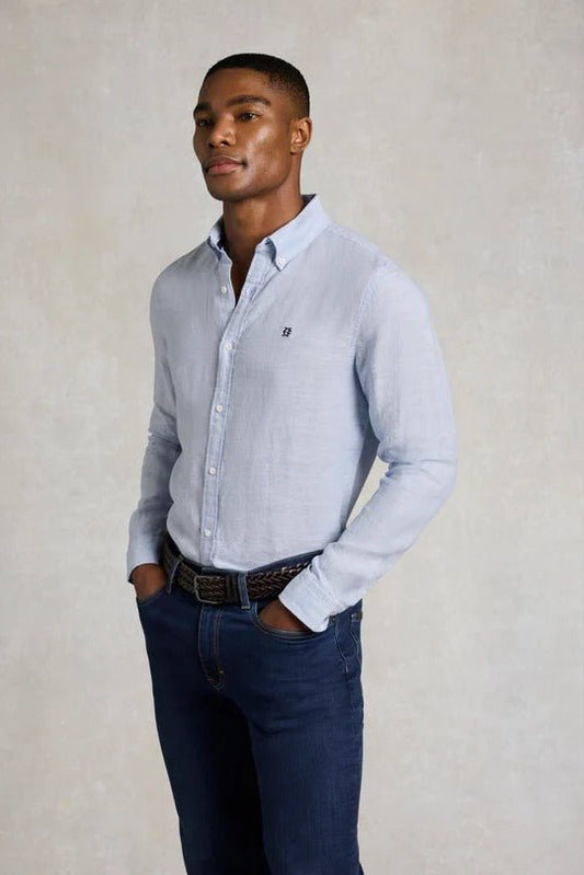 Young Ideas & Henmores - Regular Fit Linen Shirt - Sky Blue - M