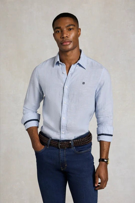 Young Ideas & Henmores - Regular Fit Linen Shirt - Sky Blue - M