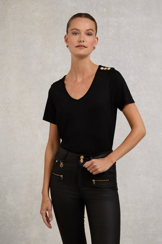 Young Ideas/Henmores - Relax Fit V - Neck Tee - Black - XS