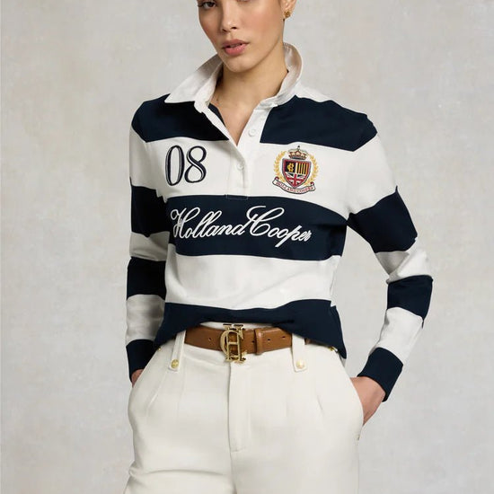 Young Ideas & Henmores - Rugby Shirt - Navy Ecru - XS