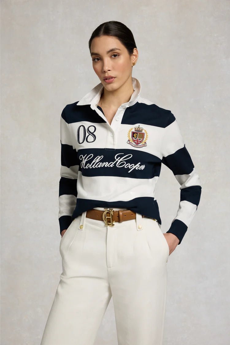 Young Ideas & Henmores - Rugby Shirt - Navy Ecru - XS