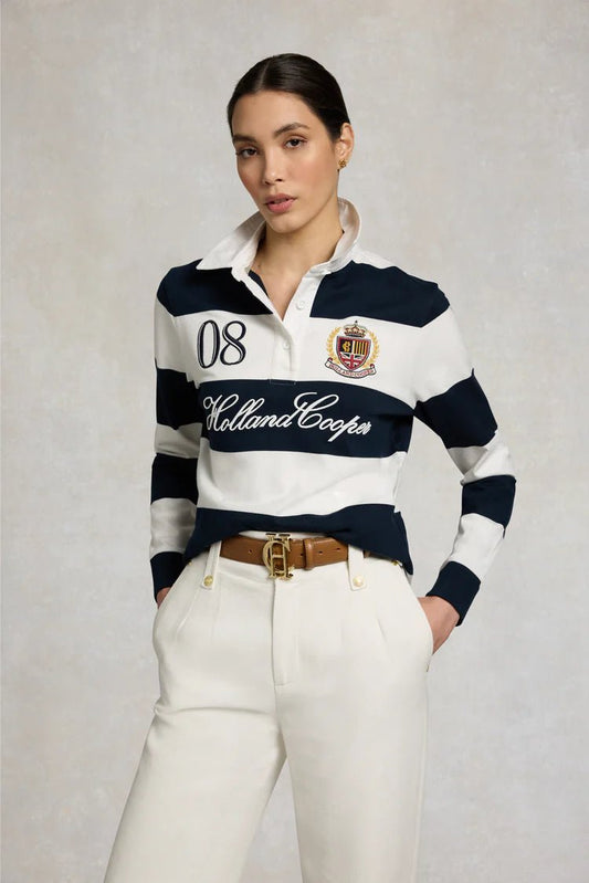 Young Ideas & Henmores - Rugby Shirt - Navy Ecru - XS