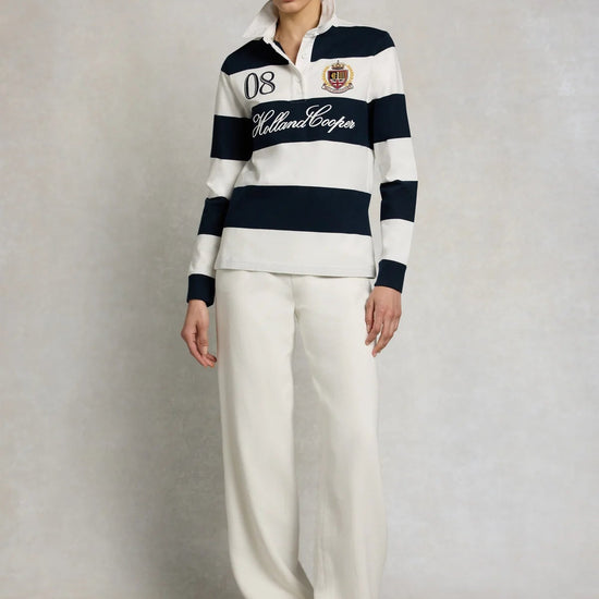 Young Ideas & Henmores - Rugby Shirt - Navy Ecru - XS