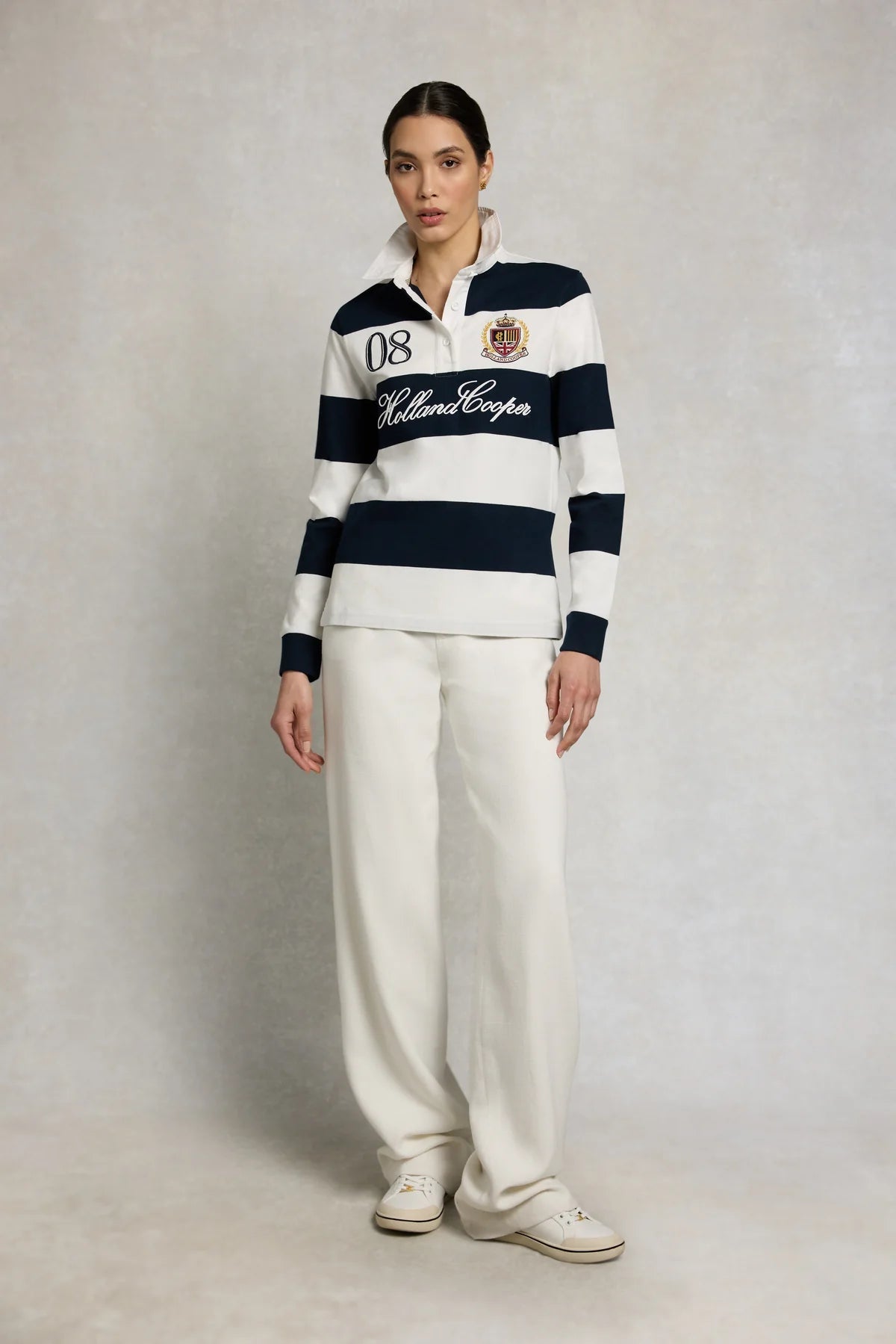 Young Ideas & Henmores - Rugby Shirt - Navy Ecru - XS