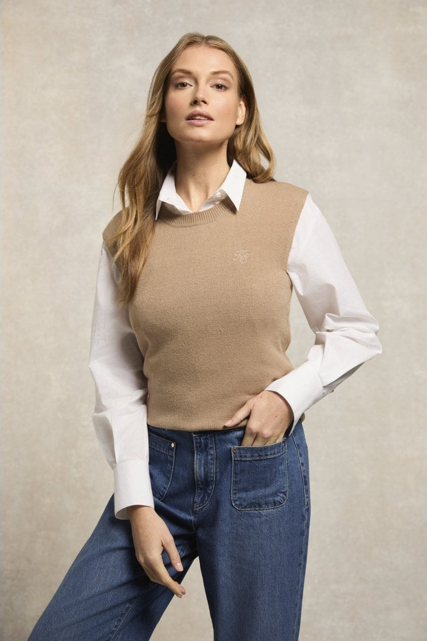 Young Ideas/Henmores - Sarah Knitted Tank - Dark Camel - XS