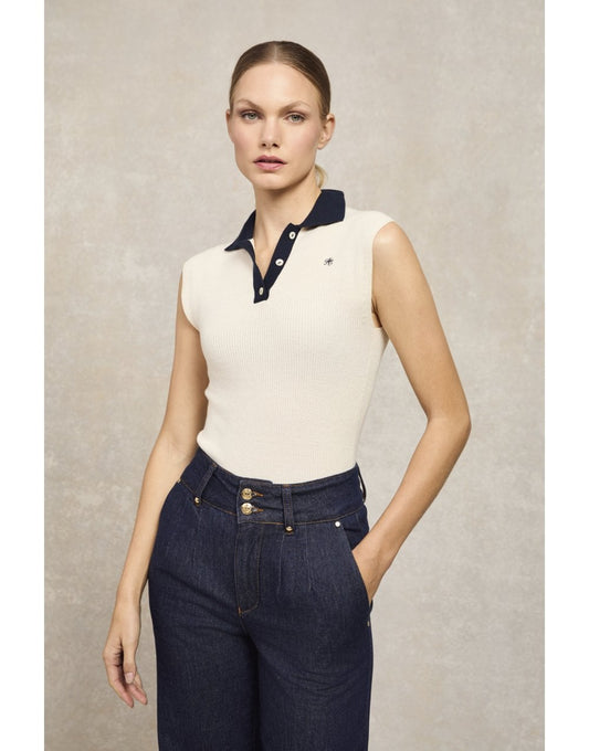 Young Ideas/Henmores - Scarlett Polo Knit - Natural - XS