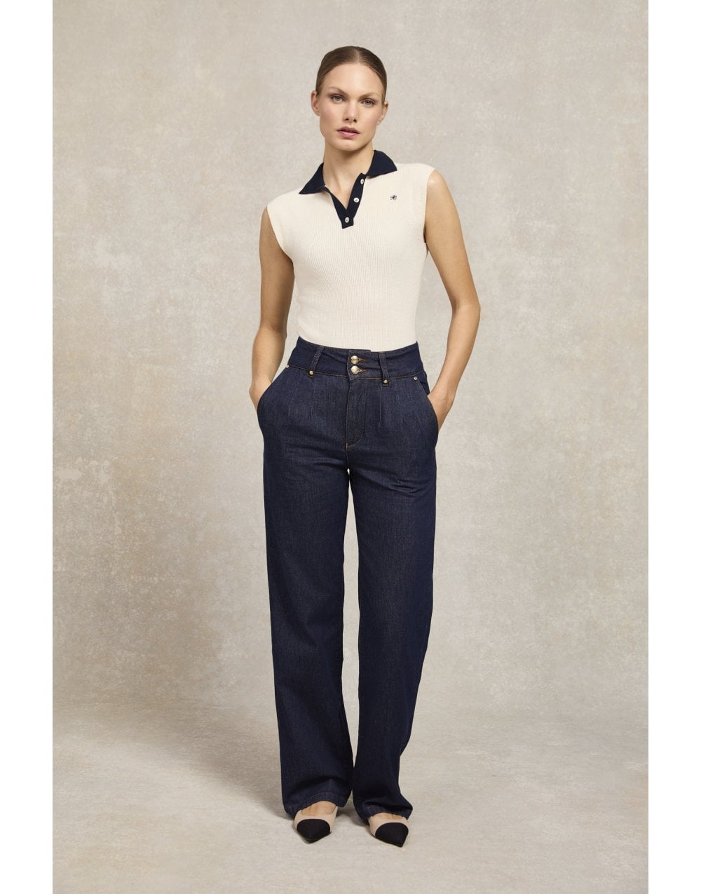 Young Ideas/Henmores - Scarlett Polo Knit - Natural - XS