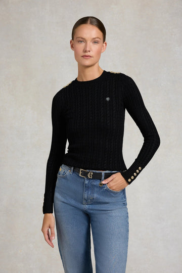 Young Ideas & Henmores -Seattle Cable Crew Knit -Black -L